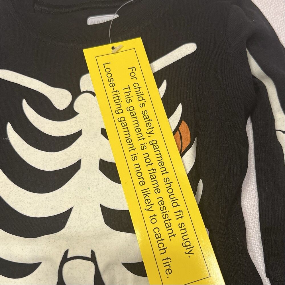 Old Navy Baby Skeleton Pajamas 6-12M Glow in Dark NWT 2 Piece Cotton Halloween - Picture 12 of 12